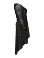Black Vintage Gothic Flower Velvet Long Sleeve Plus Size High-Low dress