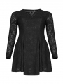 Black Gothic Punk Long Sleeve Short Plus Size Dress