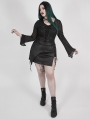 Black Gothic Punk PU Leather Irregular Plus Size Short Skirt