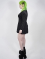 Black Gothic Velvet Heart Long Sleeve Short Plus Size dress