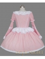 Pink and White Long Trumpet Sleeves Sweet Lolita Dress
