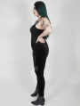 Black Gothic Punk Velvet Plus Size Leggings for Women