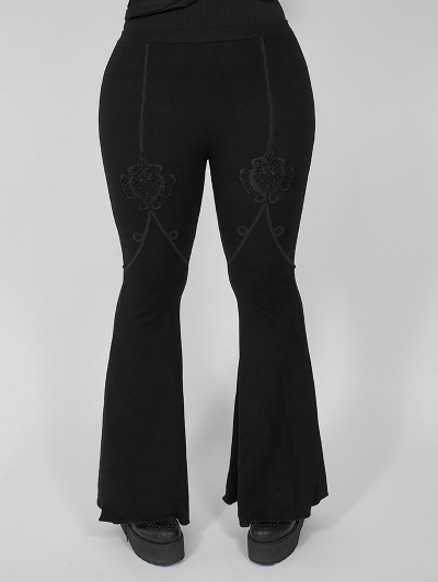 Dark Gothic Lace Plus Size Flared Pants for Women