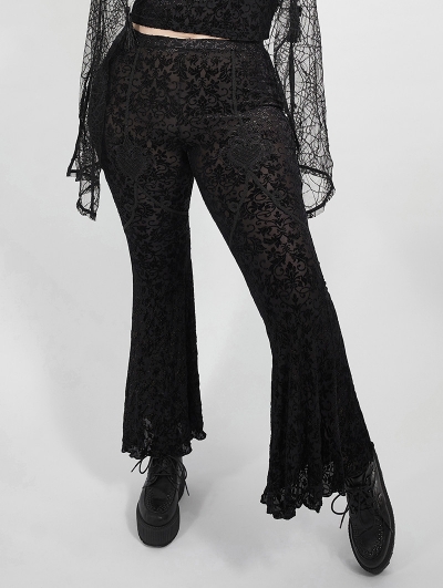 Dark Gothic Velvet Plus Size Flared Pants for Women
