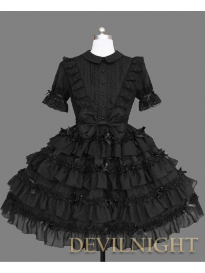 Black Short Sleeves Sweet Gothic Lolita Dress