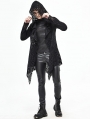 Black Gothic Hooded Long Trench Coat for Men