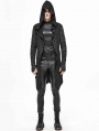 Black Gothic Punk Hooded Long Trench Coat for Men