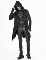 Black Gothic Punk Hooded Long Trench Coat for Men