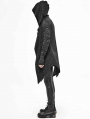 Black Gothic Punk Hooded Long Trench Coat for Men