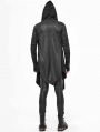 Black Gothic Punk Hooded Long Trench Coat for Men