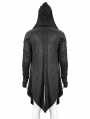 Black Gothic Punk Hooded Long Trench Coat for Men