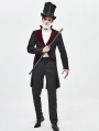 Black and Dark Red Vintage Gothic Party Swallow Tail Coat for Men