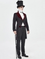 Black and Dark Red Vintage Gothic Party Swallow Tail Coat for Men