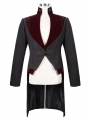 Black and Dark Red Vintage Gothic Party Swallow Tail Coat for Men