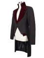 Black and Dark Red Vintage Gothic Party Swallow Tail Coat for Men