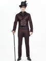 Dark Red Vintage Gothic Party Double-Breasted Tail Coat for Men