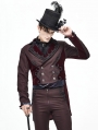 Dark Red Vintage Gothic Party Double-Breasted Tail Coat for Men