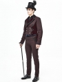 Dark Red Vintage Gothic Party Double-Breasted Tail Coat for Men