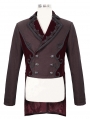 Dark Red Vintage Gothic Party Double-Breasted Tail Coat for Men