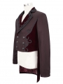 Dark Red Vintage Gothic Party Double-Breasted Tail Coat for Men