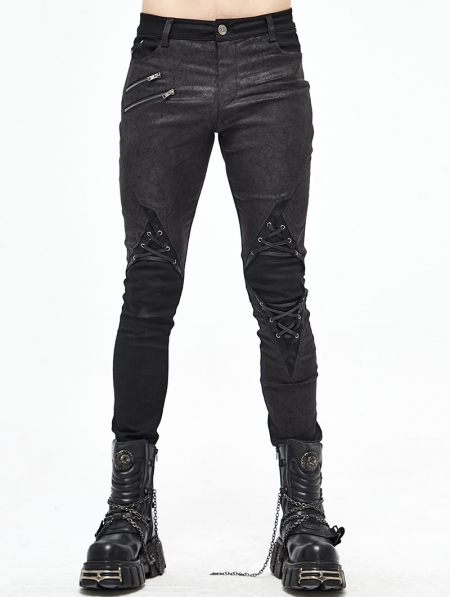 Black Gothic Punk Long Pants for Men - Devilnight.co.uk