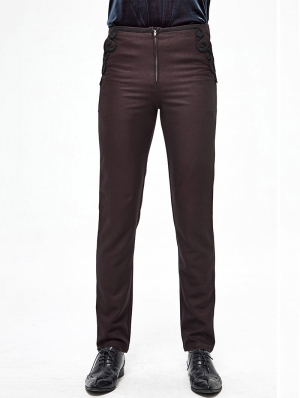 Dark Red Vintage Gothic Party Simple Long Pants for Men