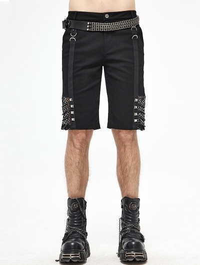 Black Gothic Punk Rock Daily Wear Short Pants for Men