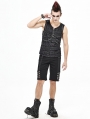 Black Gothic Punk Rock Daily Wear Short Pants for Men