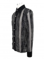 Black Vintage Gothic Gauze Long Sleeve Shirt for Men