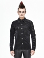 Black Gothic Punk Rock Long Sleeve Shirt for Men