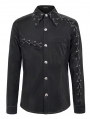 Black Gothic Punk Rock Long Sleeve Shirt for Men