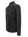 Black Gothic Punk Rock Long Sleeve Shirt for Men