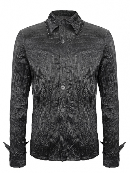 Black Gothic Long Sleeve Shirt for Men - Devilnight.co.uk