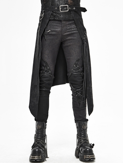 Black Gothic Punk Rock Half Skirt for Men