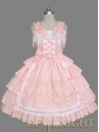 Pink Sleeveless Sweet Bow White Lace Sweet Lolita Dress