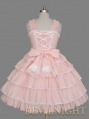 Pink Sleeveless Sweet Bow White Lace Sweet Lolita Dress