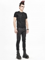 Black Gothic Punk Short Sleeve Daily Wear T-Shirt for Men