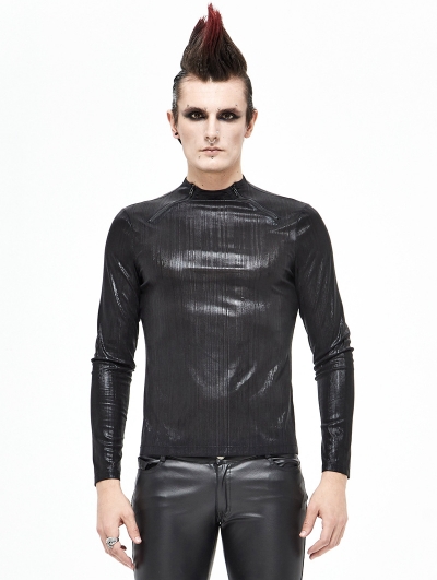 Black Gothic Daily Wear Long Sleeve T-Shirt for Men