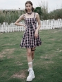 Black and Pink Plaid Street Fashion Cute Gothic Grunge Short Silp Dress