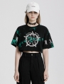 Street Fashion Gothic Grunge Long Sleeve Two-Pieces Short T-Shirt for Women