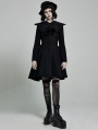 Black Gothic Lolita Mid Length Winter Warm Hooded Coat for Women