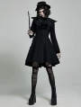 Black Gothic Lolita Mid Length Winter Warm Hooded Coat for Women