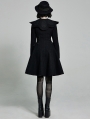 Black Gothic Lolita Mid Length Winter Warm Hooded Coat for Women