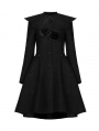 Black Gothic Lolita Mid Length Winter Warm Hooded Coat for Women