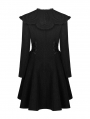 Black Gothic Lolita Mid Length Winter Warm Hooded Coat for Women