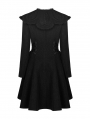 Black Gothic Lolita Mid Length Winter Warm Hooded Coat for Women