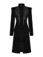 Black Vintage Gothic Velvet Mid Length Tail Coat for Women