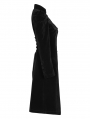 Black Vintage Gothic Velvet Mid Length Tail Coat for Women