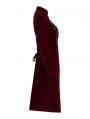 Dark Red Vintage Gothic Velvet Mid Length Tail Coat for Women