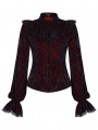 Dark Red Gothic Gorgeous Velvet Long Sleeve Shirt for Women